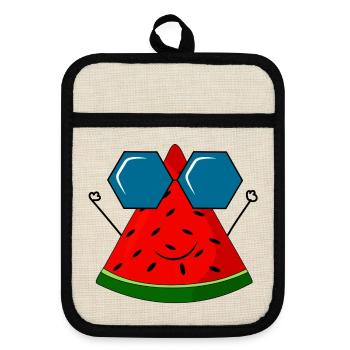 summer, watermelon, sun - Pot holders with rubber back - linen/black  - Front