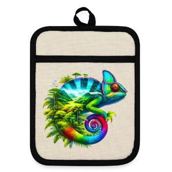 Chameleon - Pot holders with rubber back - linen/black  - Front