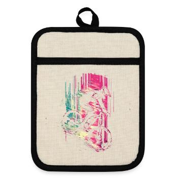 90s Mountain Bike Lovers - Pot holders with rubber back - linen/black  - Front