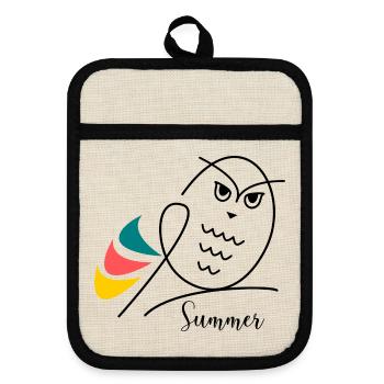 VACANCES. BONNES VACANCES. MAÎTRESSE. MAÎTRE. PROF - Maniques avec dos en caoutchouc - lin/noir  - Devant