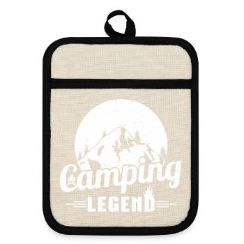 Mountain Camping Legend Design - Pot holders with rubber back - linen/black  - Front