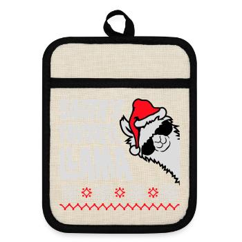 Santa's Favorite Llama Cool Side Sunglasses - Pot holders with rubber back - linen/black  - Front