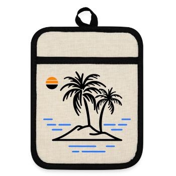 Palm Island - Pot holders with rubber back - linen/black  - Front