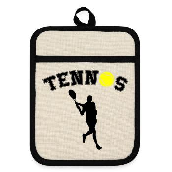 Tennisball Nacht-Silhouette - Topflappen mit Gummirückseite - Leinen/Schwarz  - Vorne