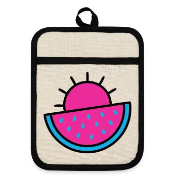 Watermelon Sun 90s Pop Art - Pot holders with rubber back - linen/black  - Front