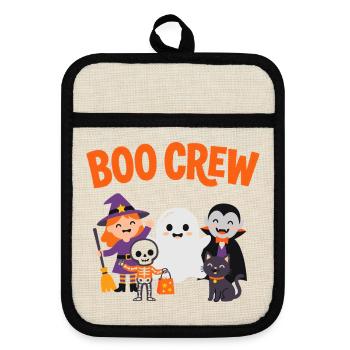 Boo Crew Halloween-Freunde - Topflappen mit Gummirückseite - Leinen/Schwarz  - Vorne