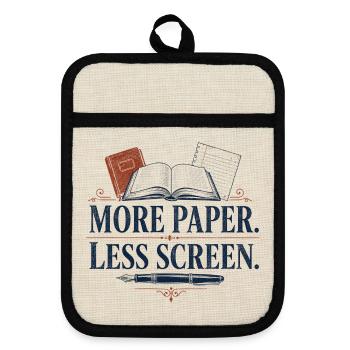 More Paper Less Screen - Pot holders with rubber back - linen/black  - Front