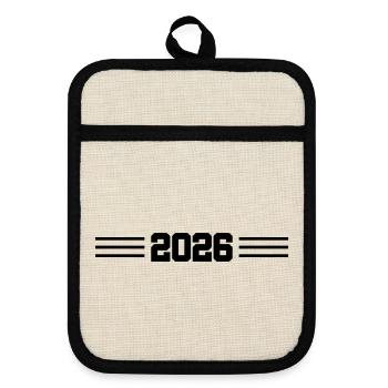 2026 year stroke - Pot holders with rubber back - linen/black  - Front
