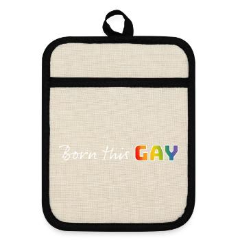 Rainbow born this gay | LGBT lgbtqi queer - Pot holders with rubber back - linen/black  - Front
