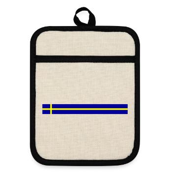 Schweden Flagge Streifen Schmal Symbol - Topflappen mit Gummirückseite - Leinen/Schwarz  - Vorne