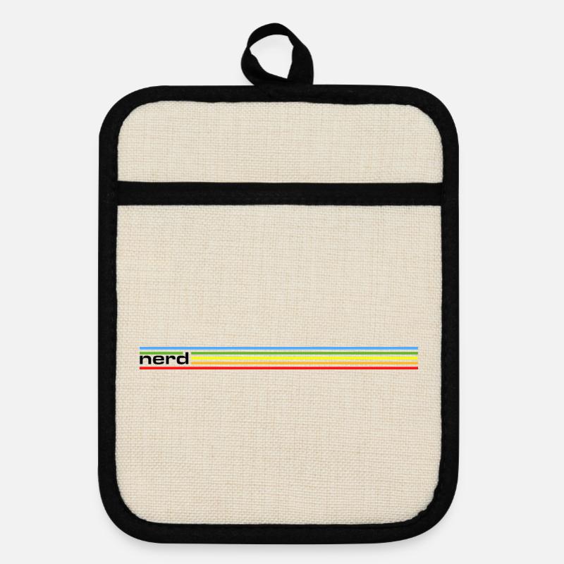 NERDY forever - nerd Rainbow - Pot holders with rubber back - linen/black 