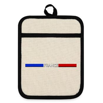 Frankreich fan flagge trikot - Topflappen mit Gummirückseite - Leinen/Schwarz  - Vorne
