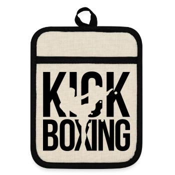 kick boxing - Pot holders with rubber back - linen/black  - Front