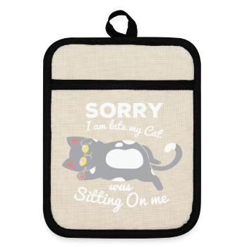 not in the morning, being late, missing the alarm clock - Pot holders with rubber back - linen/black  - Front