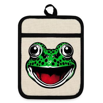 Frog - Pot holders with rubber back - linen/black  - Front