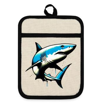 Requin - Maniques avec dos en caoutchouc - lin/noir  - Devant
