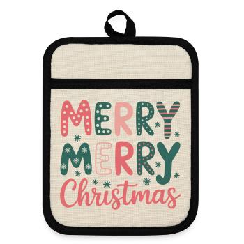 Pastel Christmas Merry Christmas - Pot holders with rubber back - linen/black  - Front