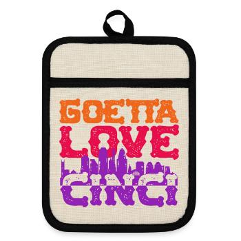 Goetta Love Cinci Sausage - Pot holders with rubber back - linen/black  - Front