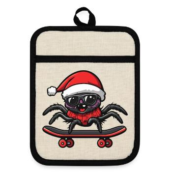 Tarantula Christmas Funny - Pot holders with rubber back - linen/black  - Front
