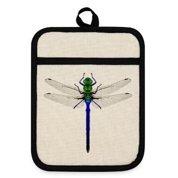 Neon Dragonfly Kybalion Combination Design Woman - Pot holders with rubber back - linen/black  - Front