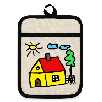 House Hut Dream House Builders - Pot holders with rubber back - linen/black  - Front