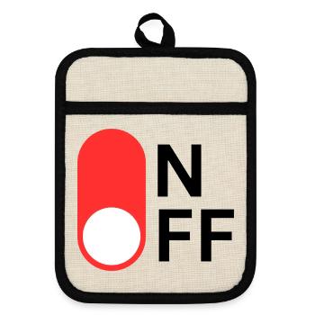 ON / OFF Modus - Topflappen mit Gummirückseite - Leinen/Schwarz  - Vorne