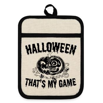 Halloween That's My Game - Halloween Pumpkin - Topflappen mit Gummirückseite - Leinen/Schwarz  - Vorne
