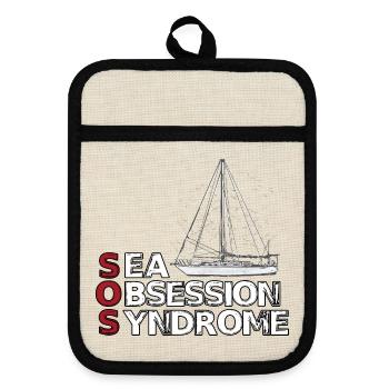Meeresobsession Segelboot Wassersport Segler - Topflappen mit Gummirückseite - Leinen/Schwarz  - Vorne