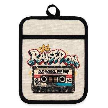 Hip Hop, Kassette, 90er Jahre, 80er Jahre Party - Topflappen mit Gummirückseite - Leinen/Schwarz  - Vorne