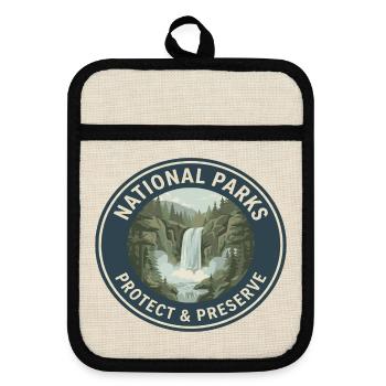 Nationalpark Schutz & Preserve Logo - Topflappen mit Gummirückseite - Leinen/Schwarz  - Vorne
