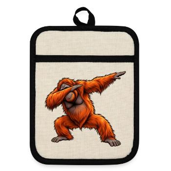 Dabbing Orang-Utan – Lustiger Affen Dab Dance - Topflappen mit Gummirückseite - Leinen/Schwarz  - Vorne
