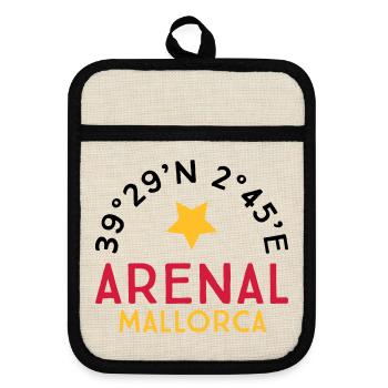 Arenal Mallorca - Pot holders with rubber back - linen/black  - Front