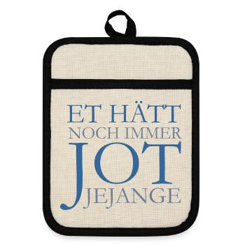 Et hätt noch immer jot jejange Köln Spruch (Blau) - Topflappen mit Gummirückseite - Leinen/Schwarz  - Vorne