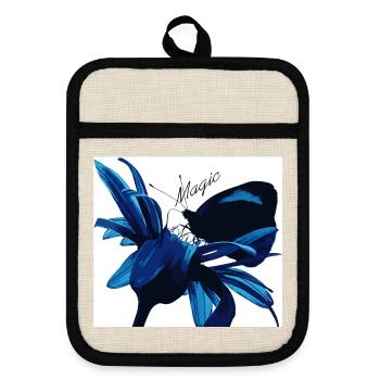 Fleur Bleue Magie avec Magie - Maniques avec dos en caoutchouc - lin/noir  - Devant