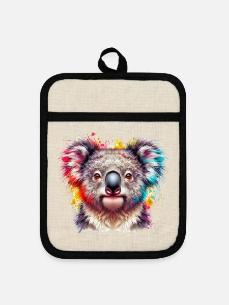Koala - Topflappen mit Gummirückseite - Leinen/Schwarz 