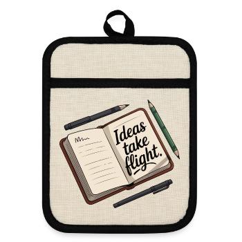 Conception de journal d'idées de vol inspirant - Maniques avec dos en caoutchouc - lin/noir  - Devant
