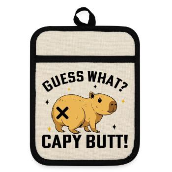 Capybara - Pot holders with rubber back - linen/black  - Front