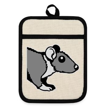 Rat avant Côté semi-curieux rongeur drôle - Maniques avec dos en caoutchouc - lin/noir  - Devant