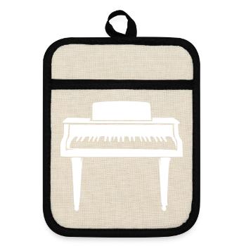 Klavier Geschenk Pianist - Topflappen mit Gummirückseite - Leinen/Schwarz  - Vorne
