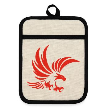 Roter Totemadler - Topflappen mit Gummirückseite - Leinen/Schwarz  - Vorne