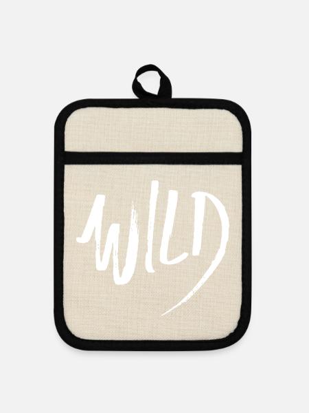 Wild (dunkel) - Topflappen mit Gummirückseite - Leinen/Schwarz