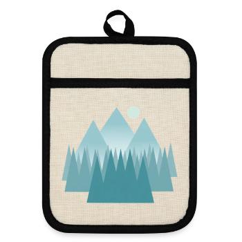 Astral mountain landscape in blue tones - Pot holders with rubber back - linen/black  - Front