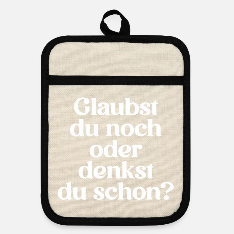 MUST-HAVE STATEMENT FOR ATHEISTS - Pot holders with rubber back - linen/black