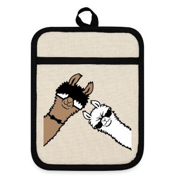 2 Cool Lamas Lunettes de soleil Funny Nerd Friends - Maniques avec dos en caoutchouc - lin/noir  - Devant