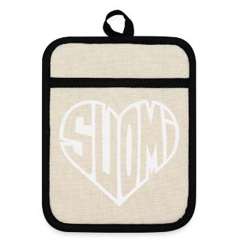 Suomi Heart Lettering - Pot holders with rubber back - linen/black  - Front