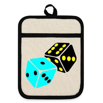 Neon Cube Playroom - Pot holders with rubber back - linen/black  - Front