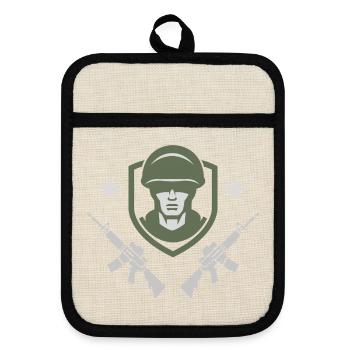 Militäremblem des Elitesoldaten - Topflappen mit Gummirückseite - Leinen/Schwarz  - Vorne