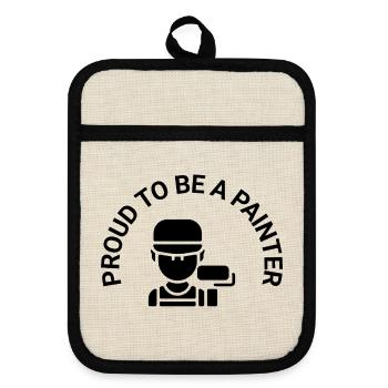 Proud To Be A Painter (black) - Topflappen mit Gummirückseite - Leinen/Schwarz  - Vorne