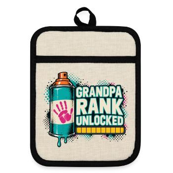 Opa Rang Freigeschaltet - Topflappen mit Gummirückseite - Leinen/Schwarz  - Vorne