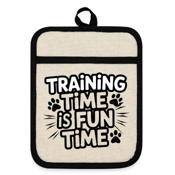  Training Time Is Fun Time Hundetraining Für - Topflappen mit Gummirückseite - Leinen/Schwarz  - Vorne
